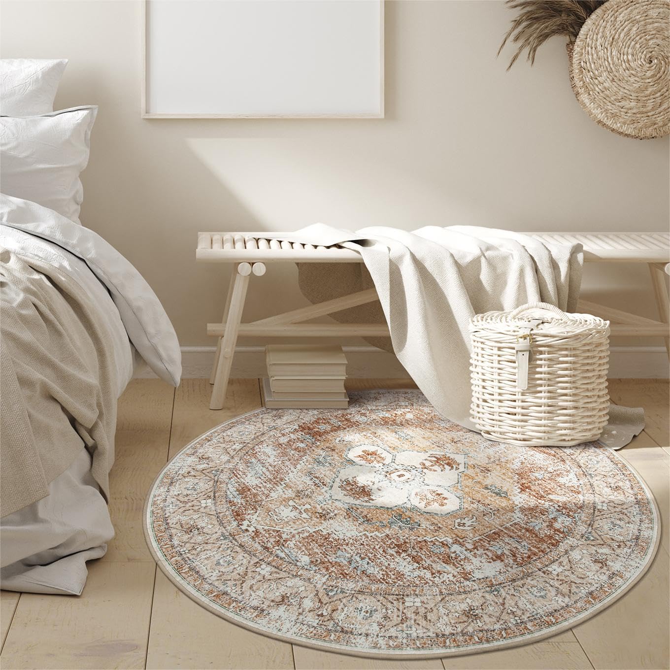 TIKIRUGI Vintage Hallway Circle Round Rug 4'